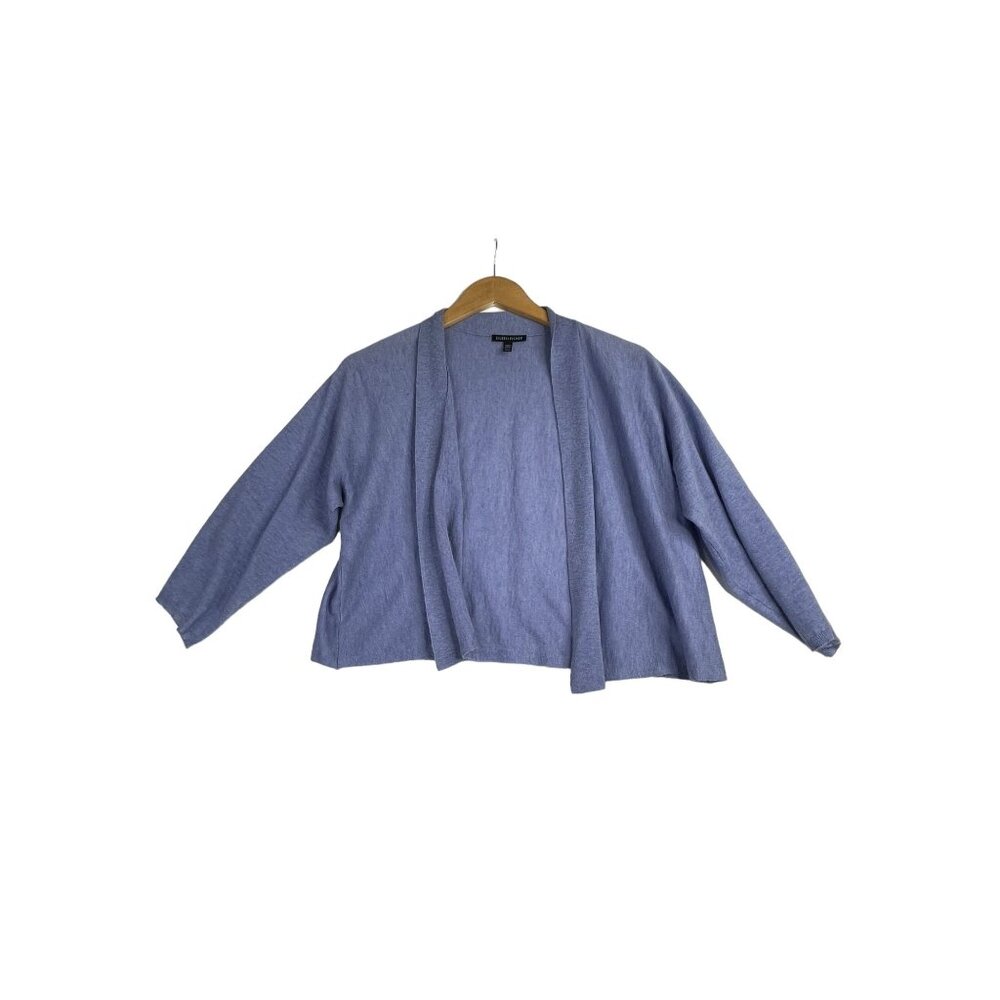 Eileen Fisher Alpaca/Wool Blend Tie Front Cardigan size Medium‎ Blue AS IS